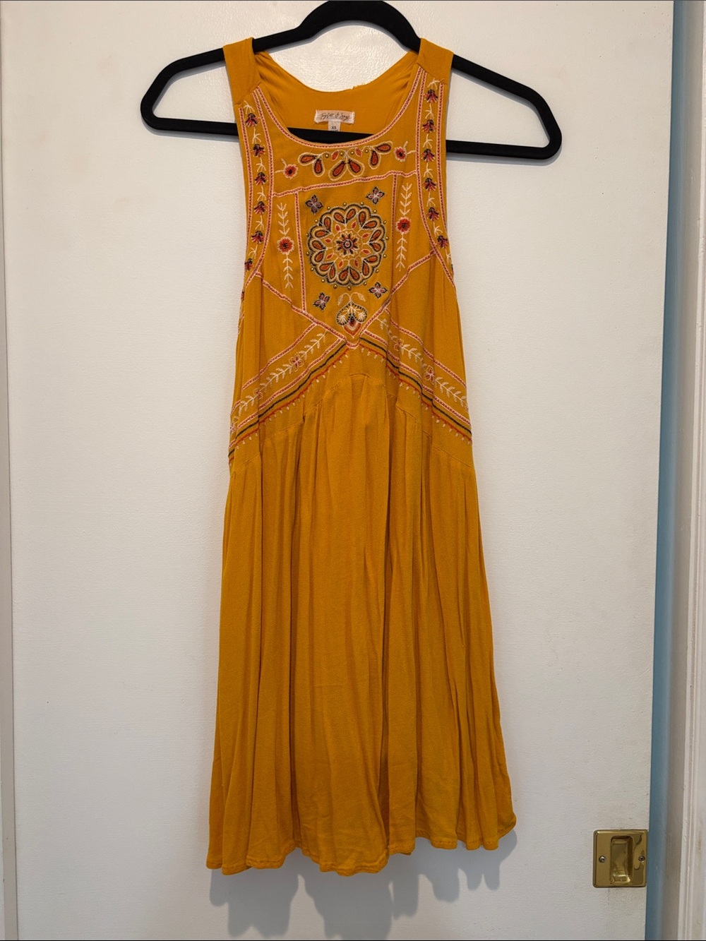 Taylor & Sage Mustard Embroidered Midi Dress